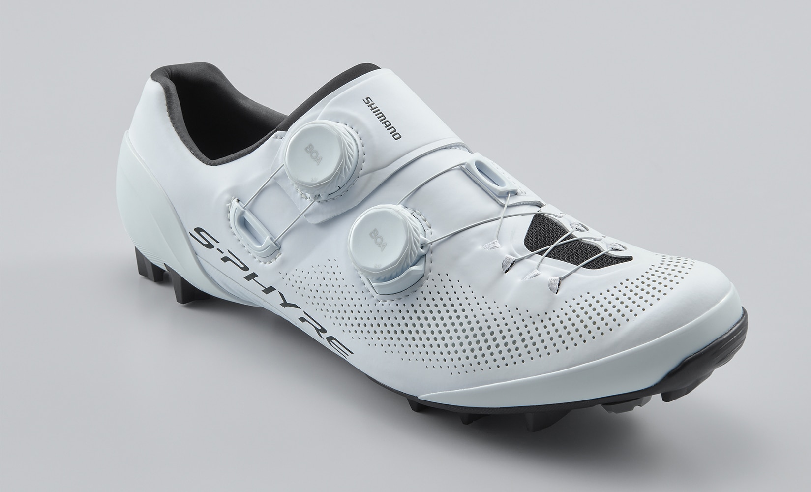 A white pair of Shimano's new SH-XC903 SPD 2-bolt cross-country pro level mountain bike shoes