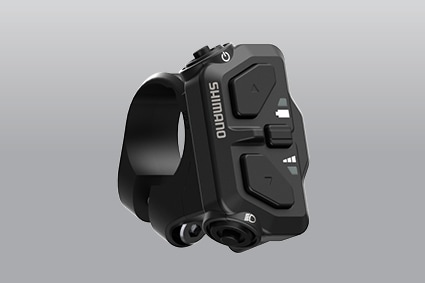 Shimano electronic bike component with buttons and a mount