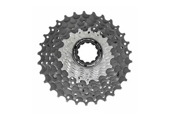 Gros plan d'une cassette de vélo Shimano Dura-Ace avec plusieurs vitesses.