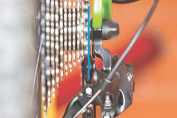 Bild der Fahrrad-Kassette mit einer Hervorhebung des spezifischen Ritzels, das angepasst werden muss.