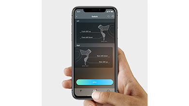 Shimano GRX RX717 E-TUBE app-scherm op een smartphone