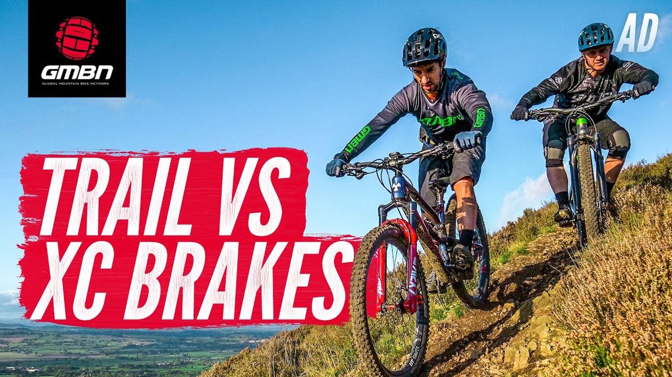 Trail vs XC Brakes: Two cyclists on a mountain trail