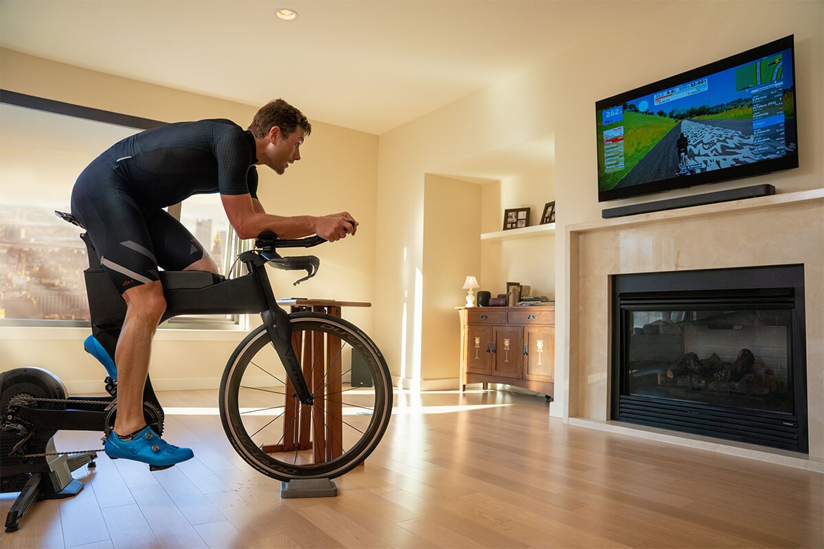 Riding on a trainer indoors 