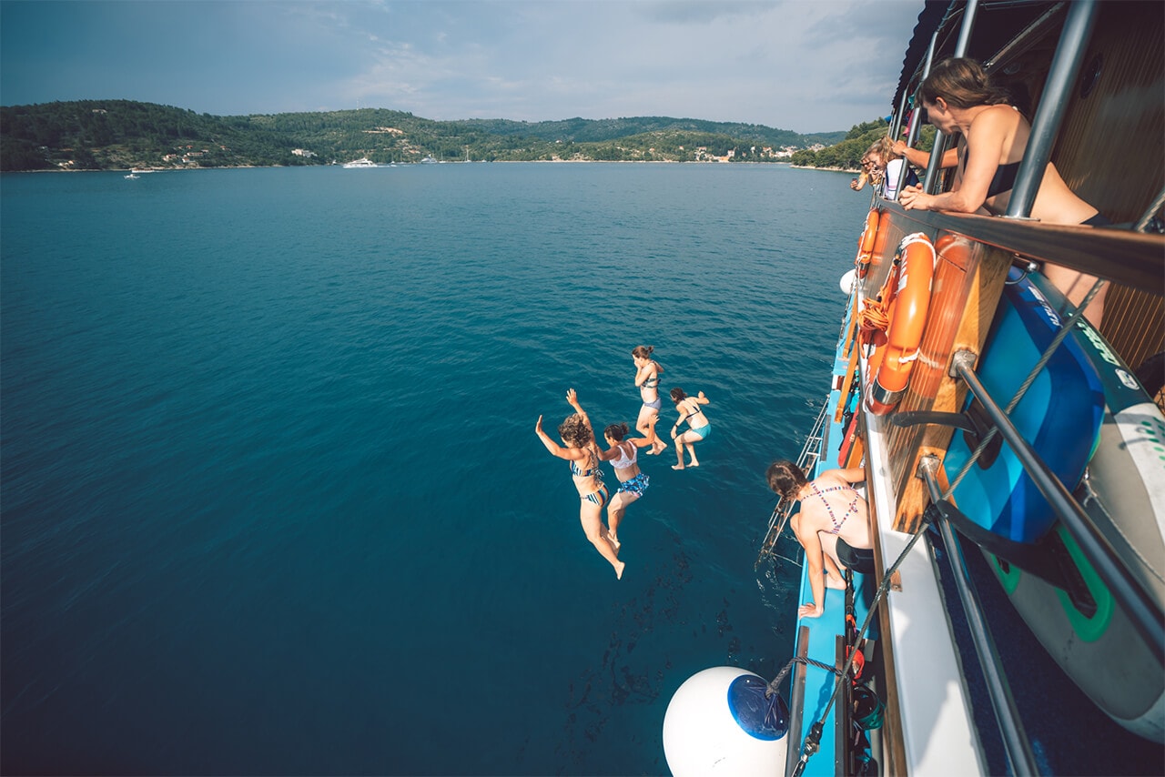 Jumping off Boat into Ocean in Croatia 