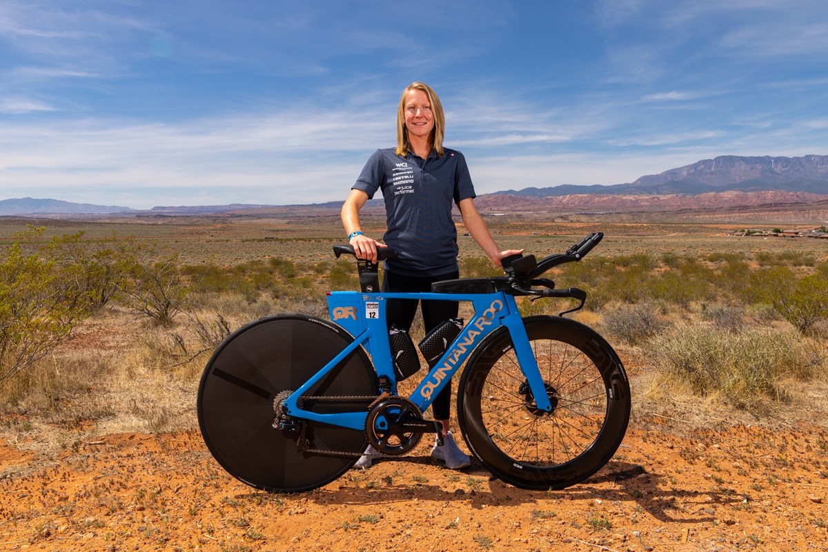 Jeanni Metzler with hewr SHimano equipped bike