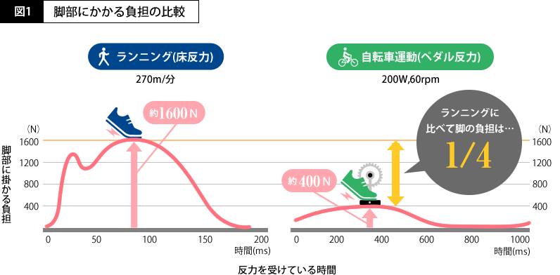 図1 脚部にかかる負担の比較